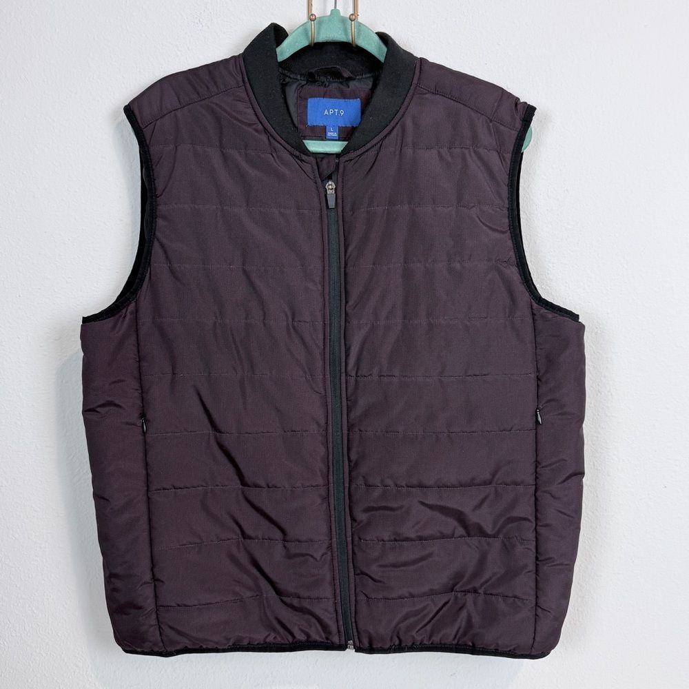 Apt. 9 Burgundy Black Quilted Puffer Vest L